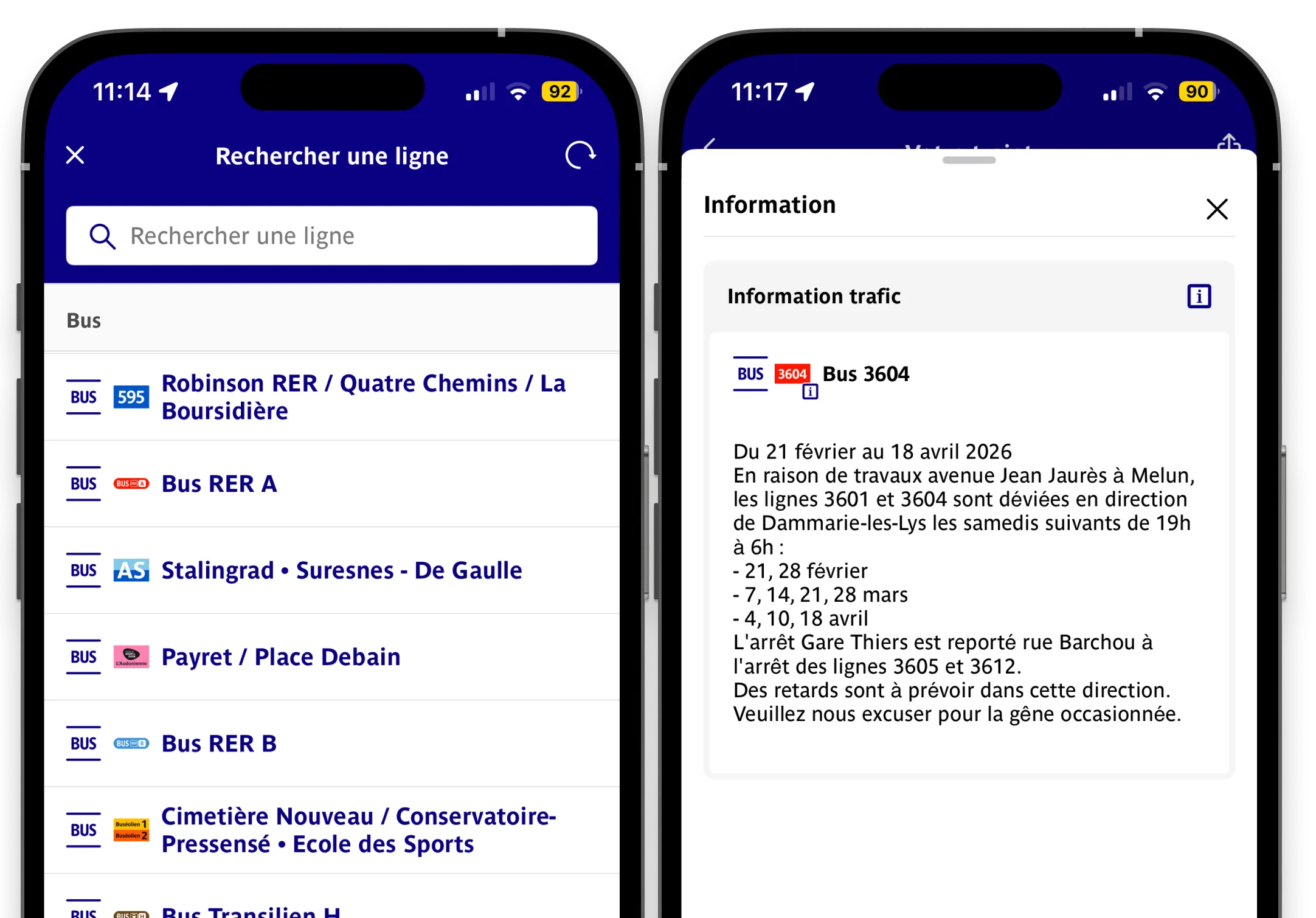 Info trafic en temps réel dans l'app