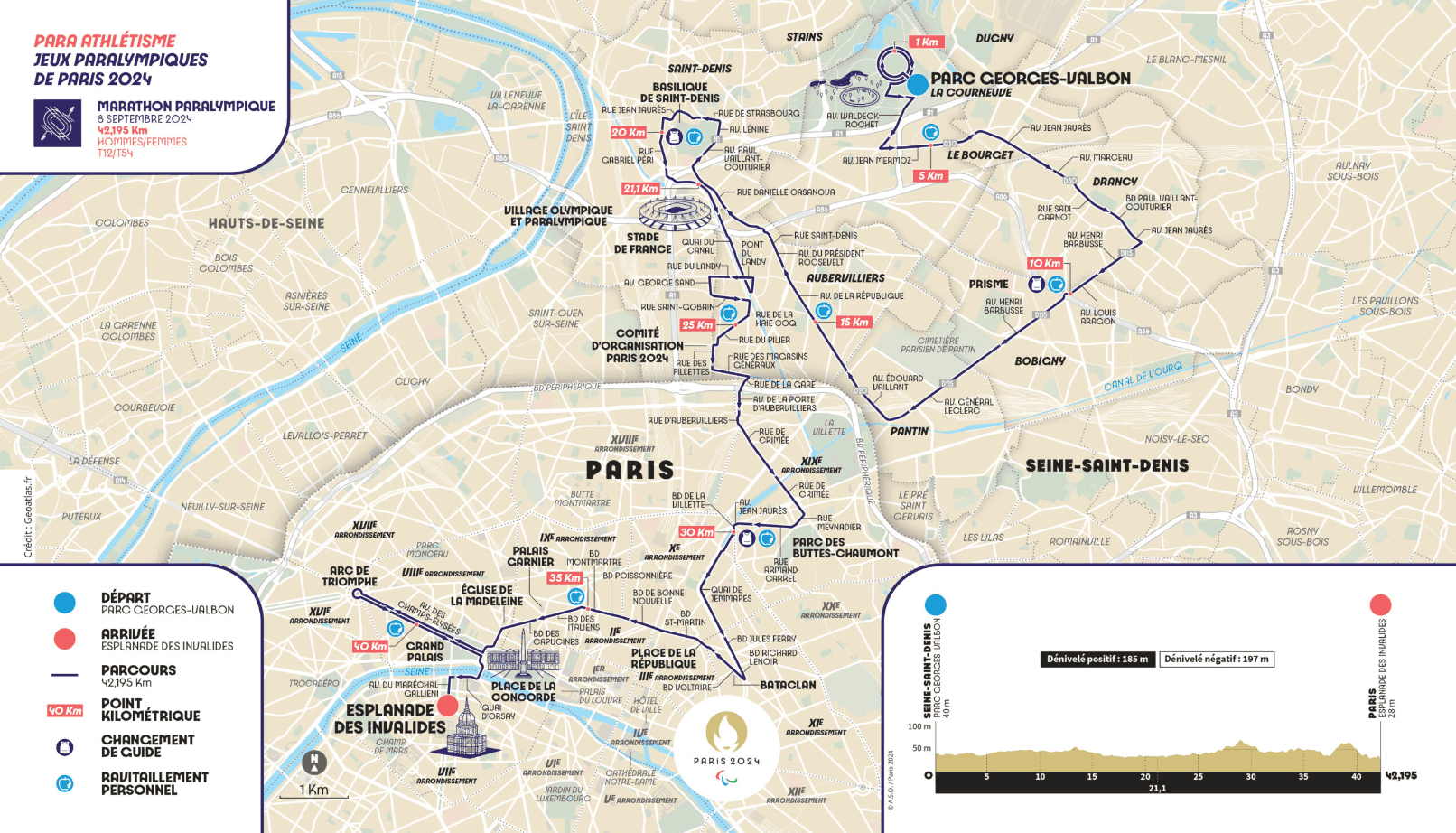 Paris 2024 : Parcours du Marathon Paralympique
