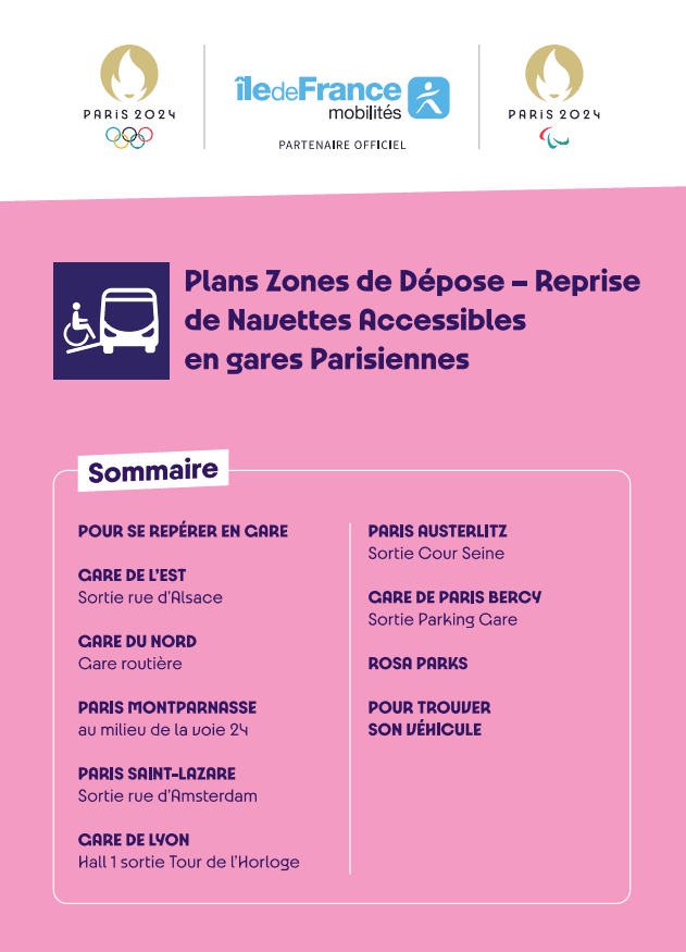 Paris 2024 : Plans des Zones de Dépose - Reprise de Navettes Accessibles