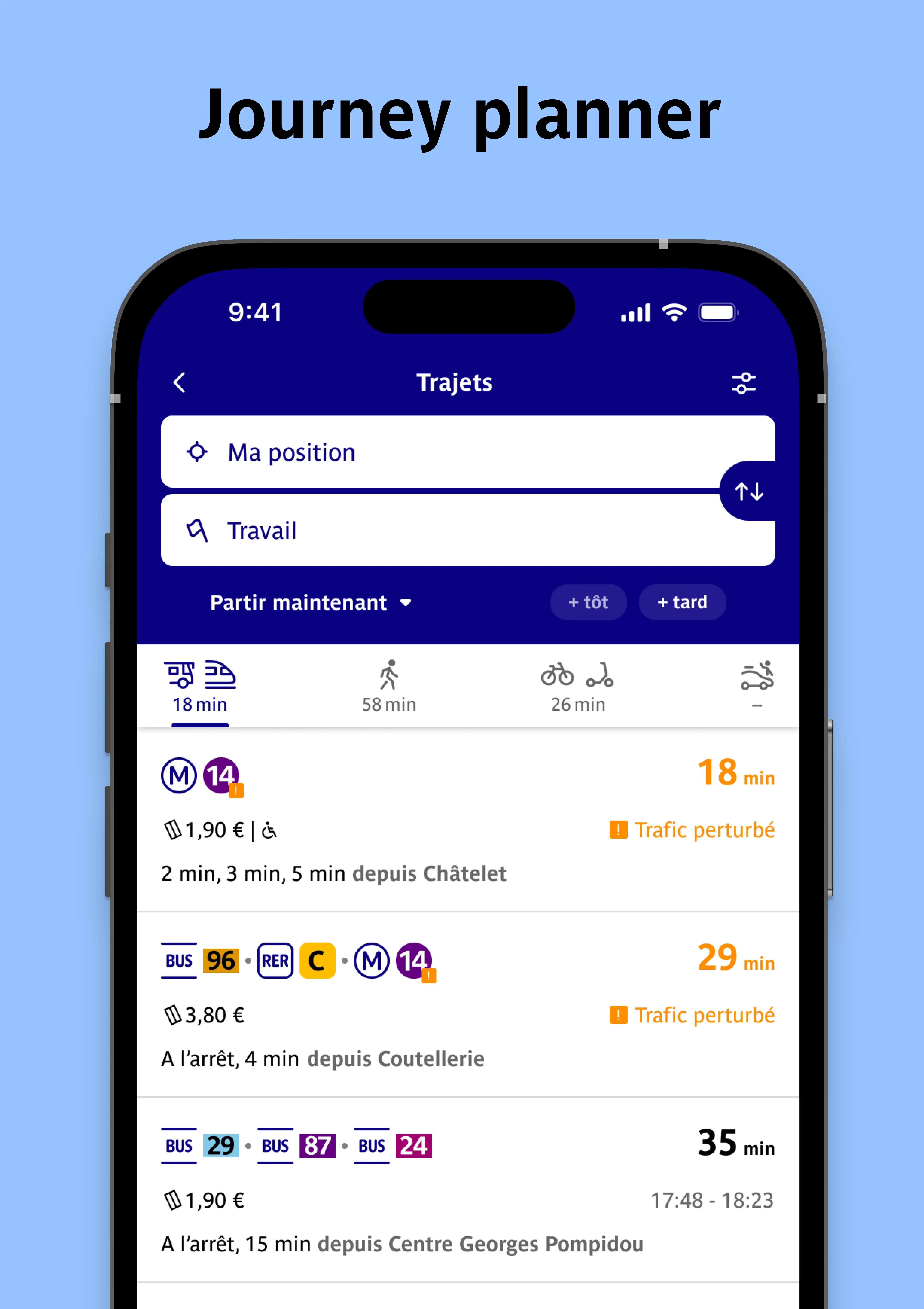 Simplified journey search