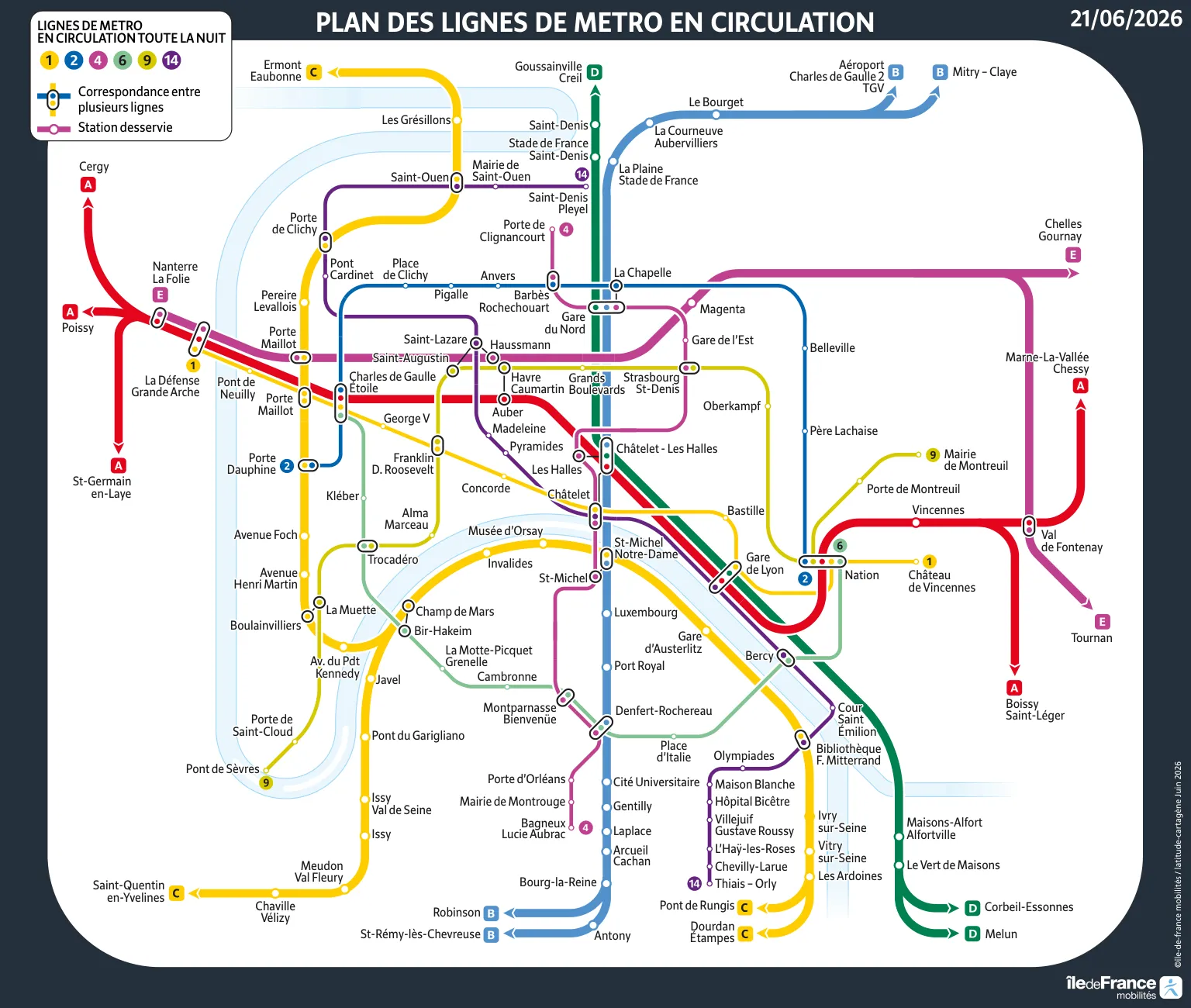 Metro - RER: line map