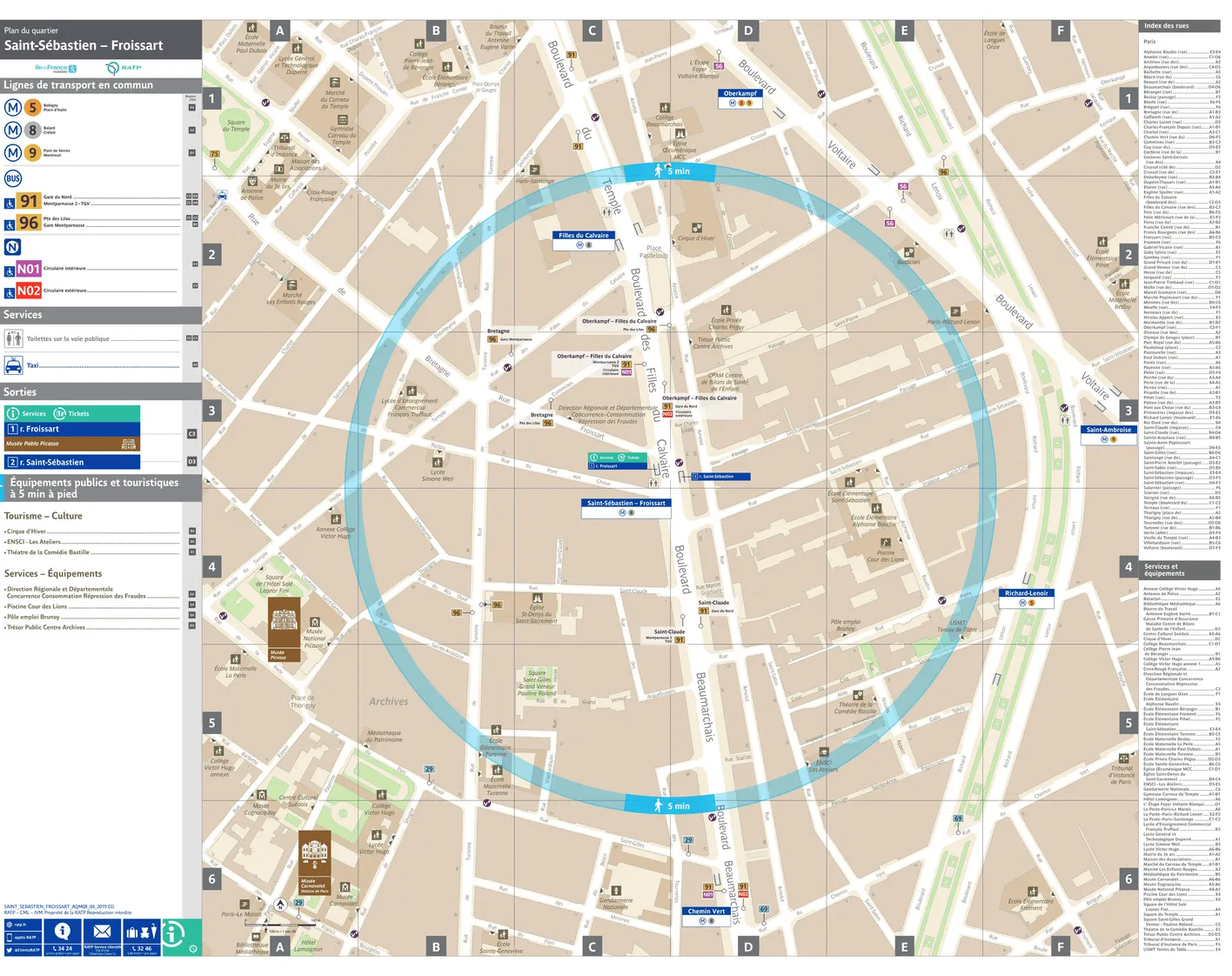 Plan de quartier autour de la station de métro Saint-Sébastien - Froissart