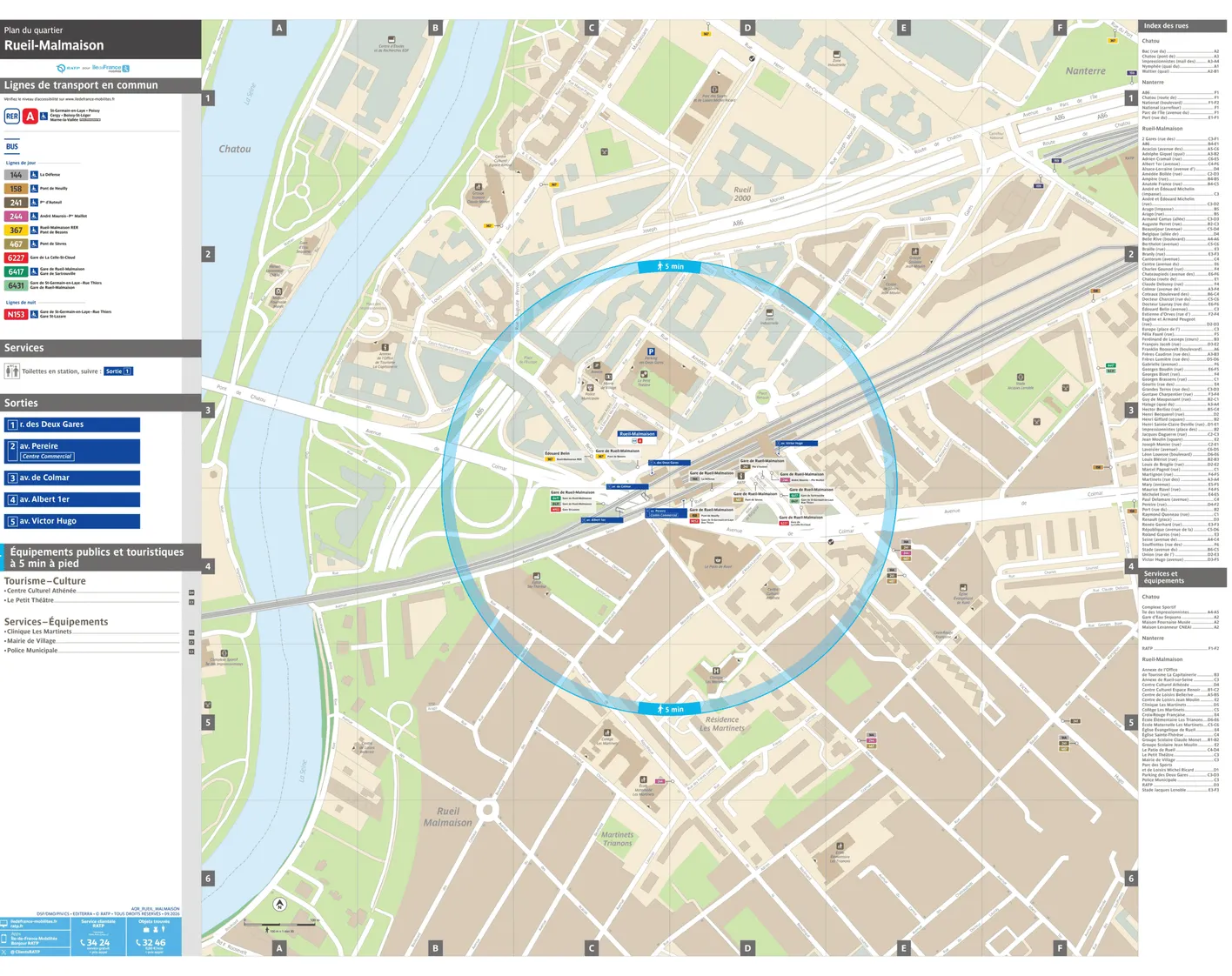 Neighborhood map around the train station Rueil-Malmaison