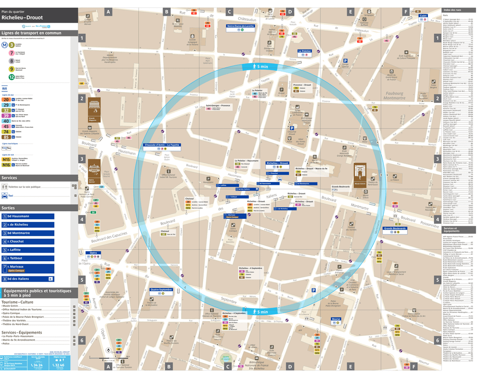 Neighborhood map around the metro station Richelieu - Drouot