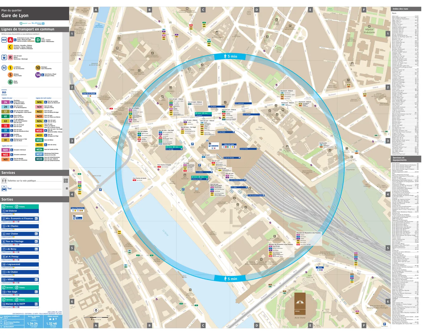 Neighborhood map around the metro station Gare de Lyon