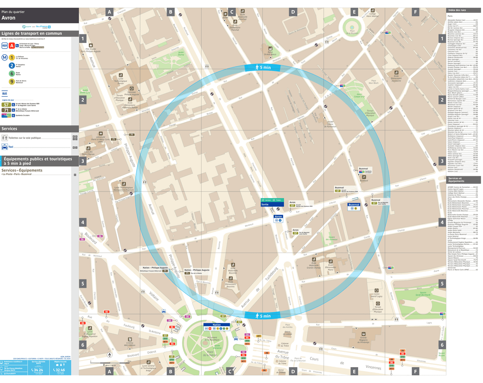 Plan de quartier autour de la station de métro Avron