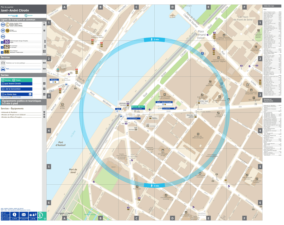 Plan de quartier autour de la station de métro Javel - André Citroën