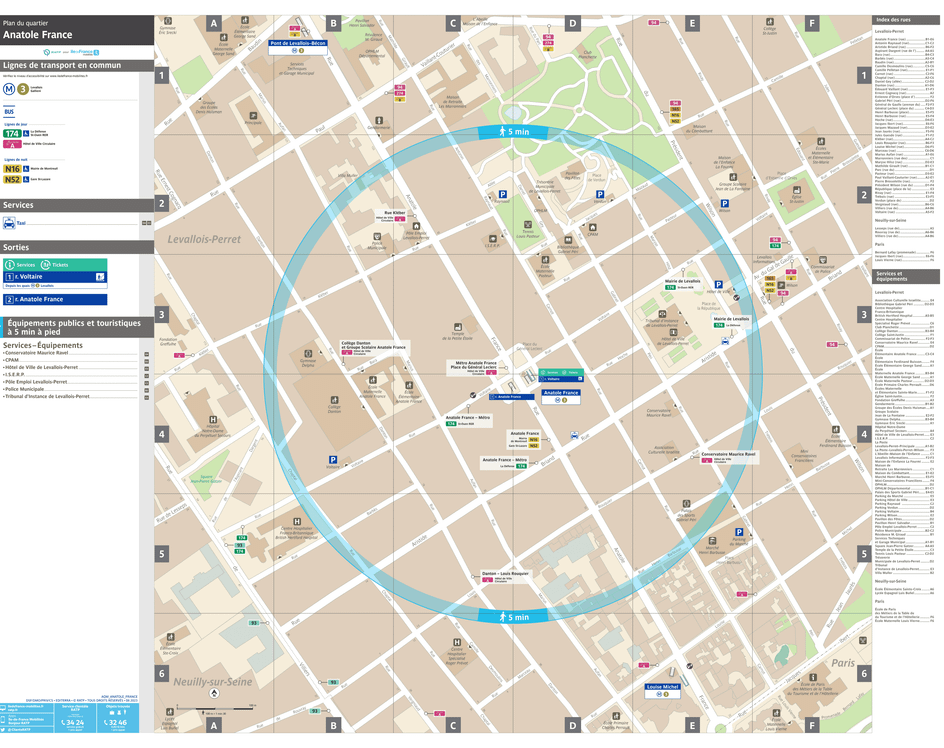 Plan de quartier autour de la station de métro Anatole France