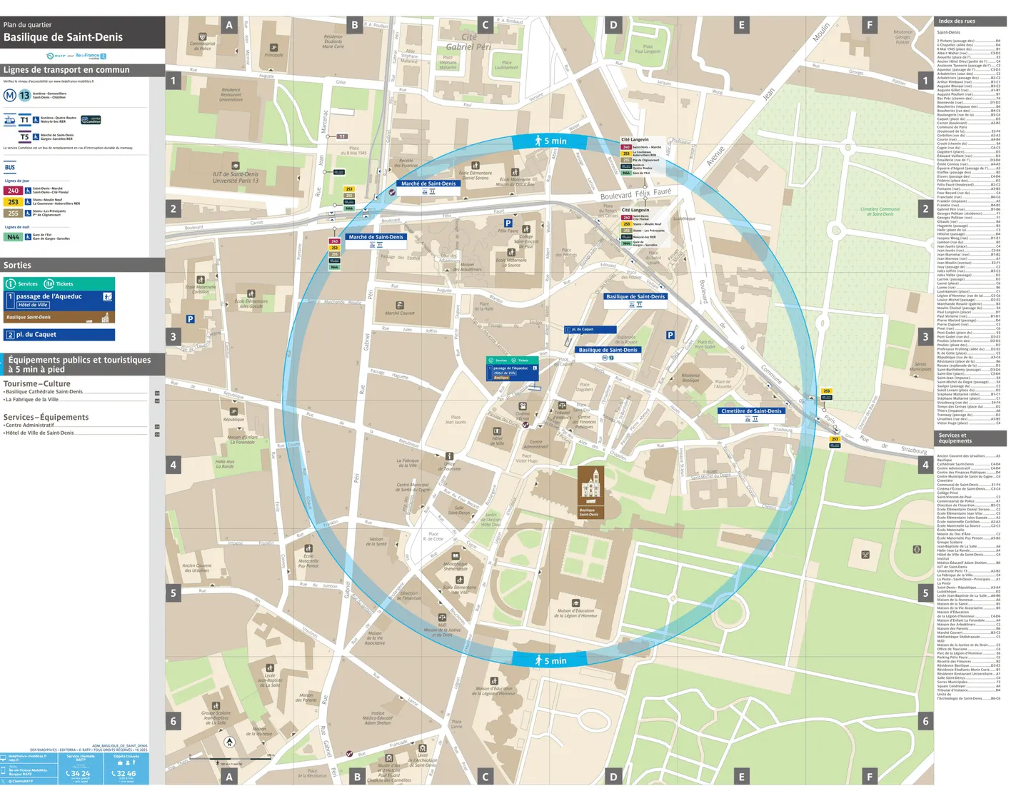 Plan de quartier autour de l'arrêt de tramway Basilique de Saint-Denis
