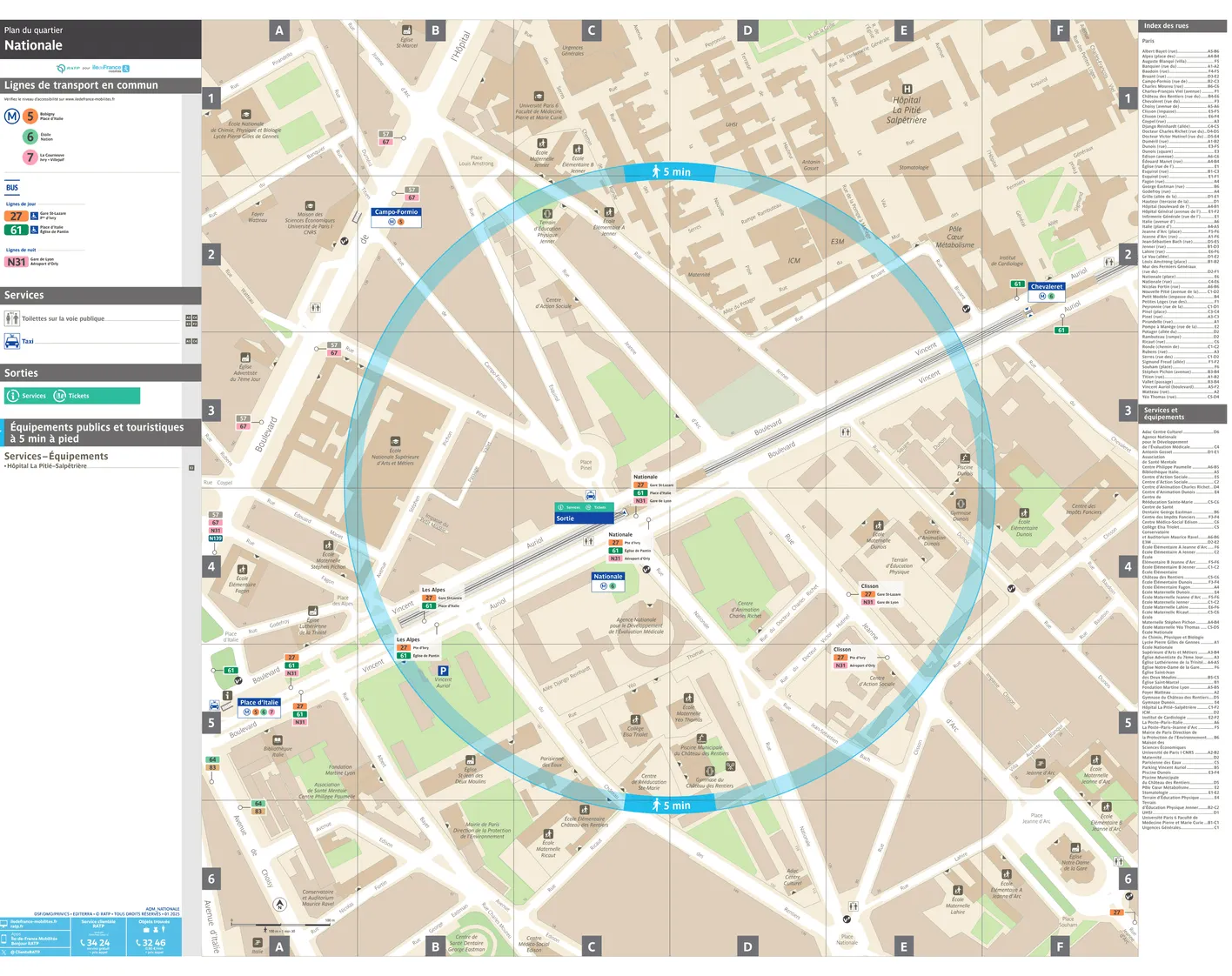 Neighborhood map around the metro station Nationale