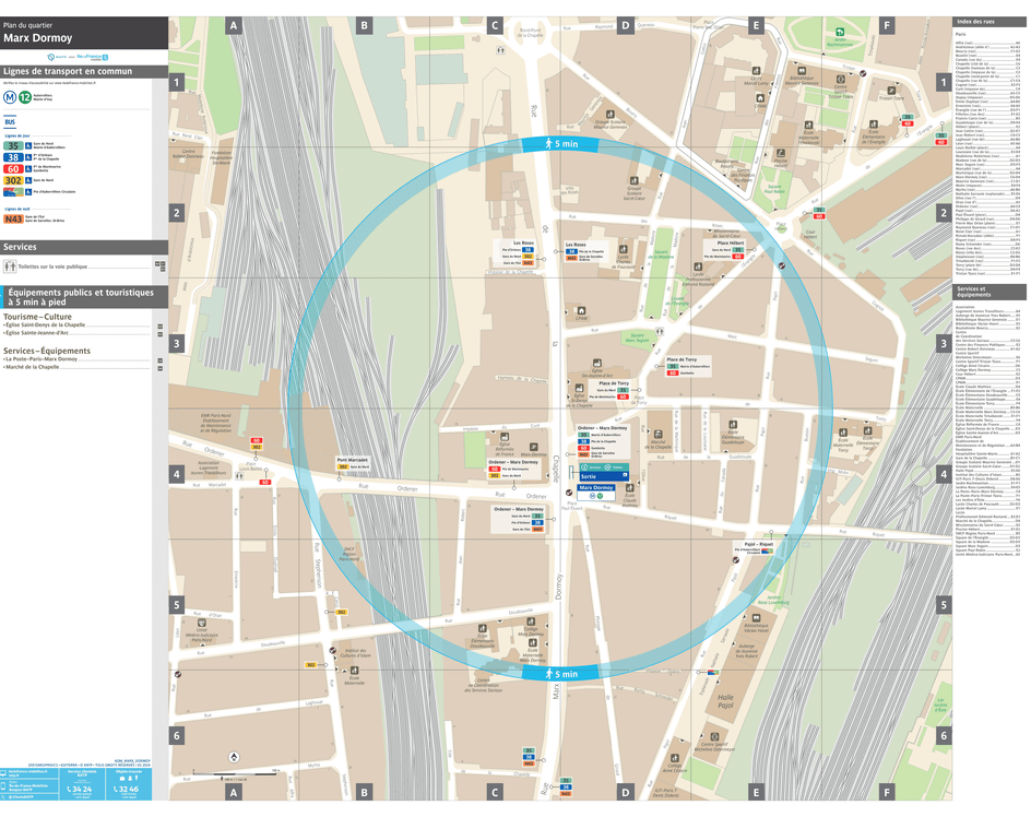 Plan de quartier autour de la station de métro Marx Dormoy