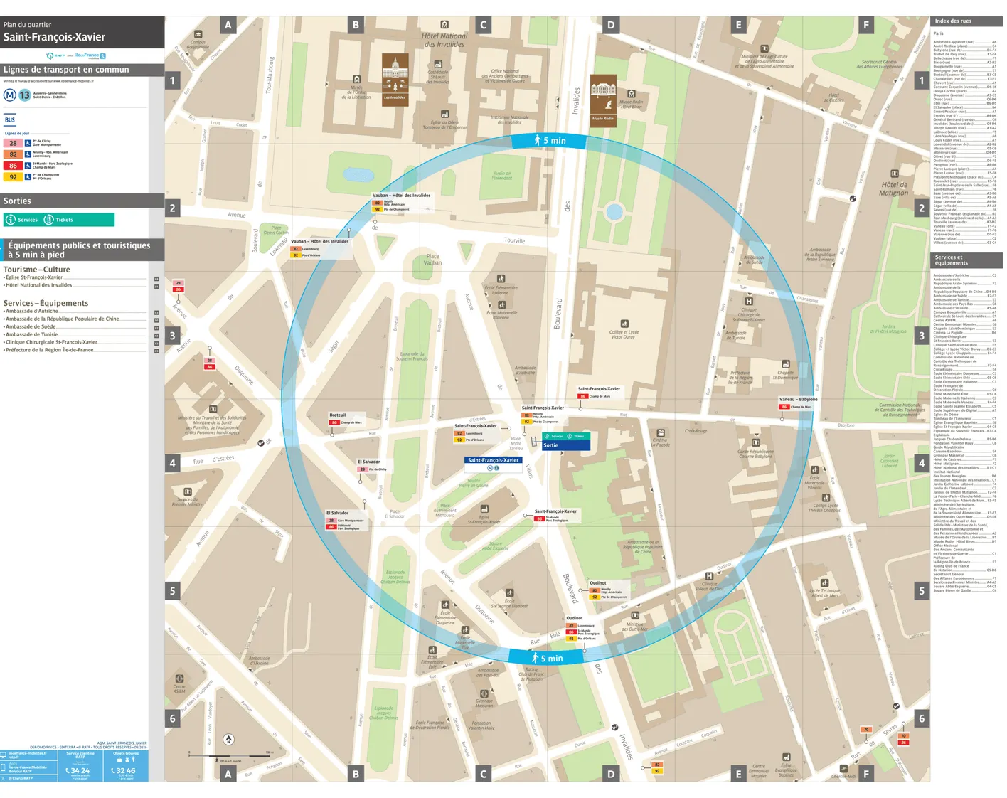 Neighborhood map around the metro station Saint-François-Xavier