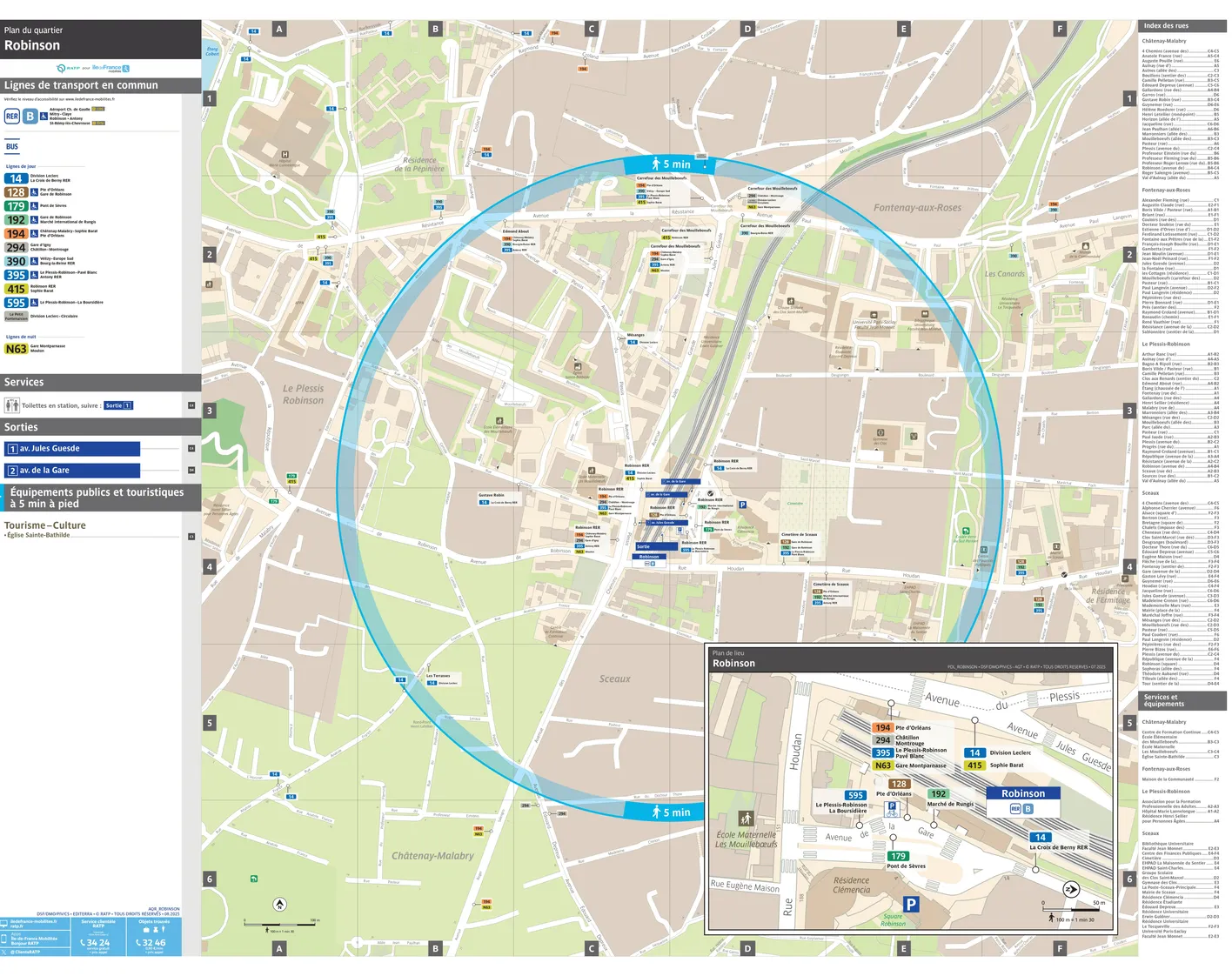 Neighborhood map around the train station Robinson