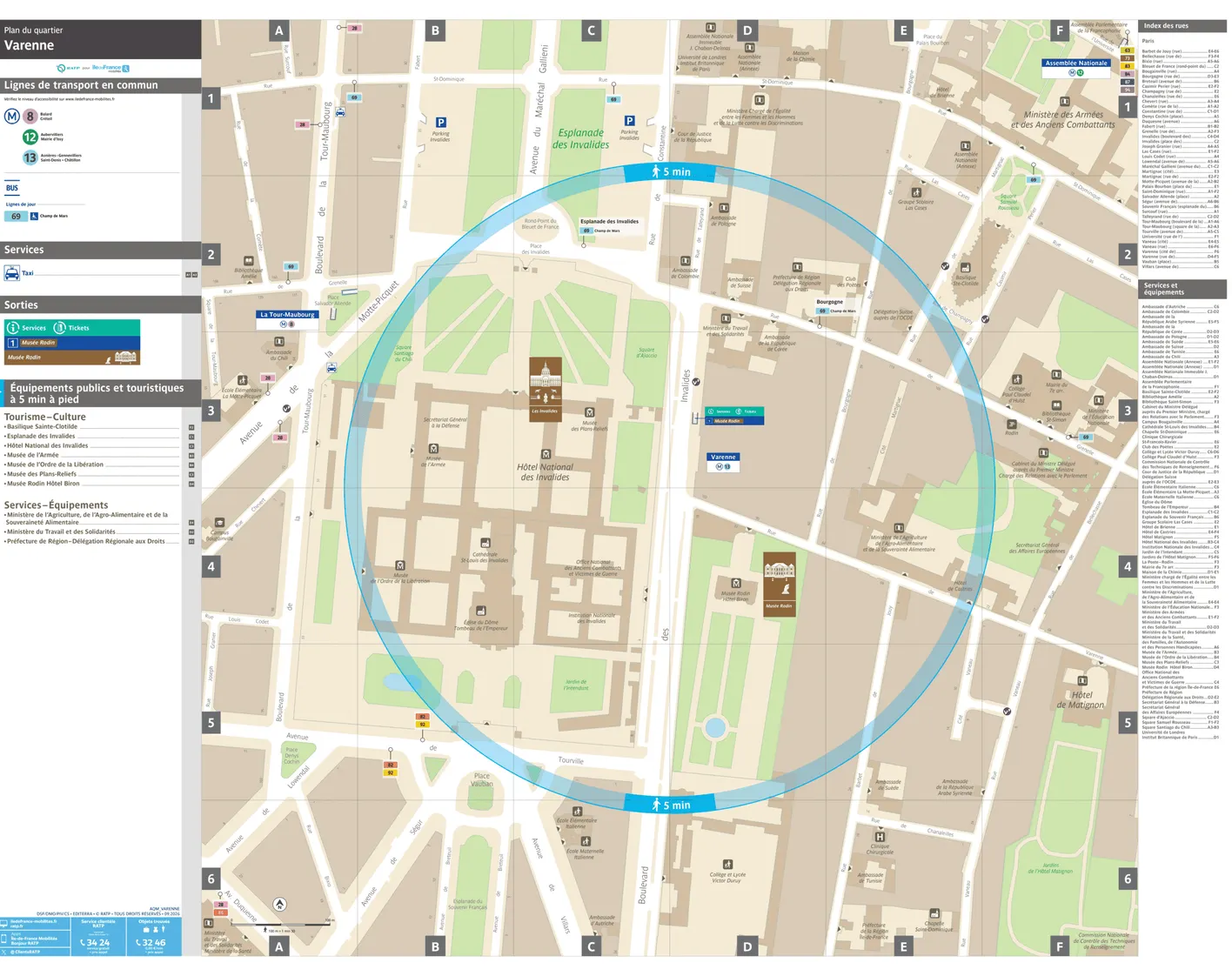 Neighborhood map around the metro station Varenne