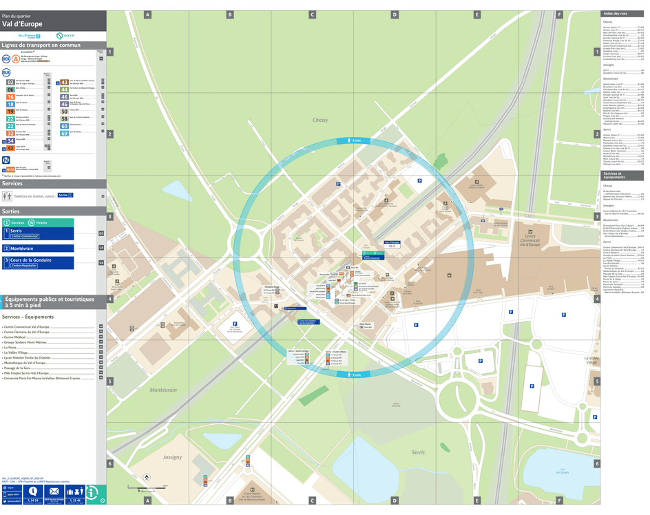 Neighborhood map around the train station Val d'Europe