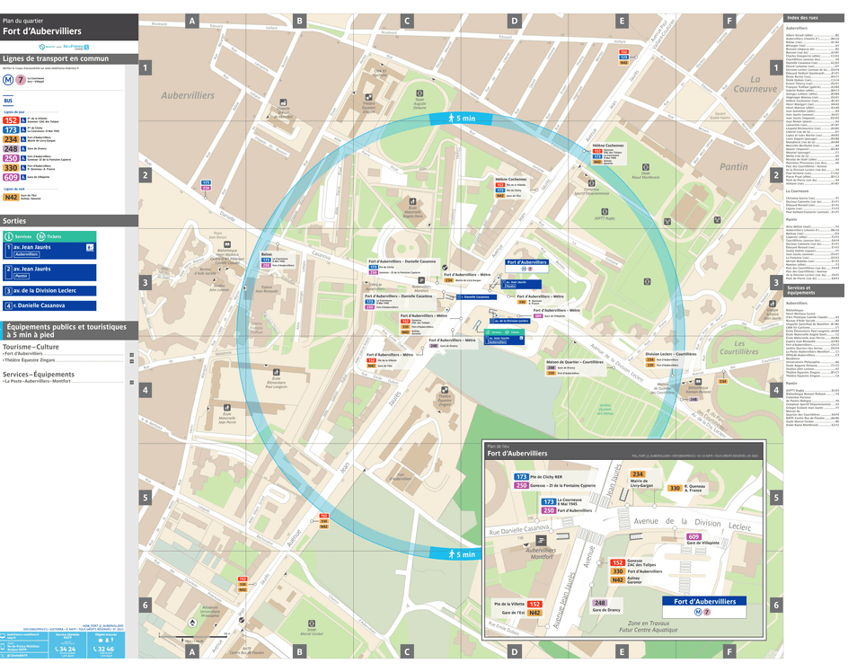 Neighborhood map around the metro station Fort d'Aubervilliers