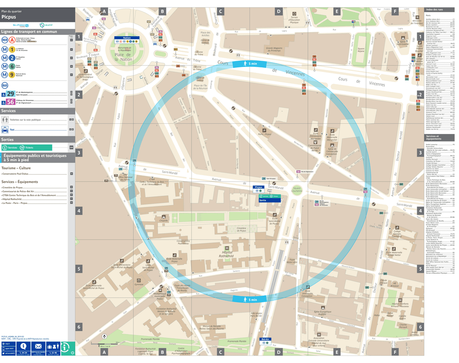 Plan de quartier autour de la station de métro Picpus