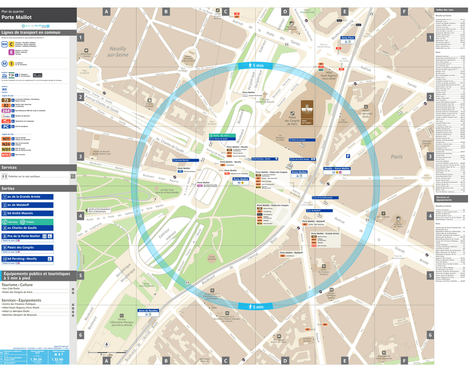 Plan de quartier autour de la station de métro Porte Maillot