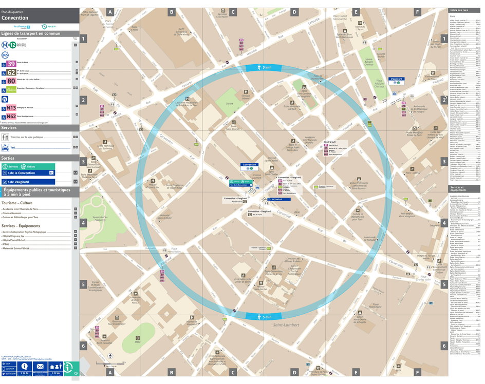 Plan de quartier autour de la station de métro Convention