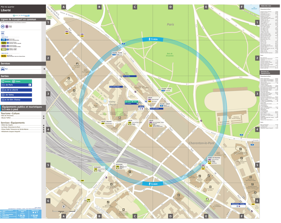 Neighborhood map around the metro station Liberté