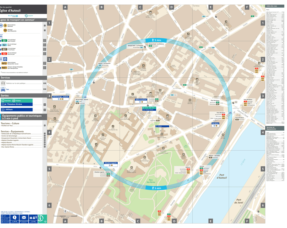 Neighborhood map around the metro station Église d'Auteuil
