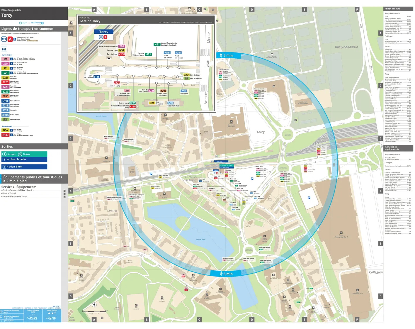 Neighborhood map around the train station Torcy