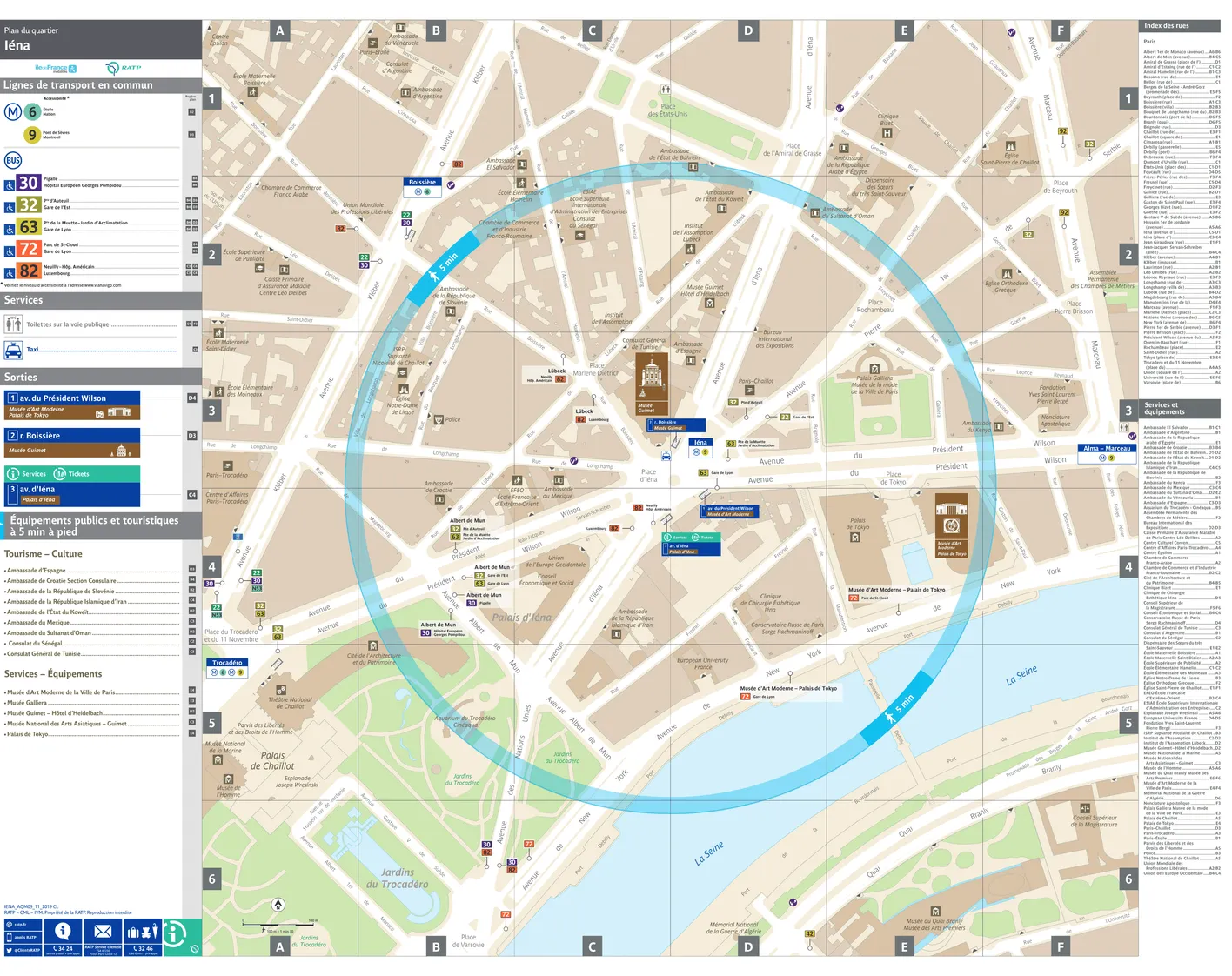 Plan de quartier autour de la station de métro Iéna