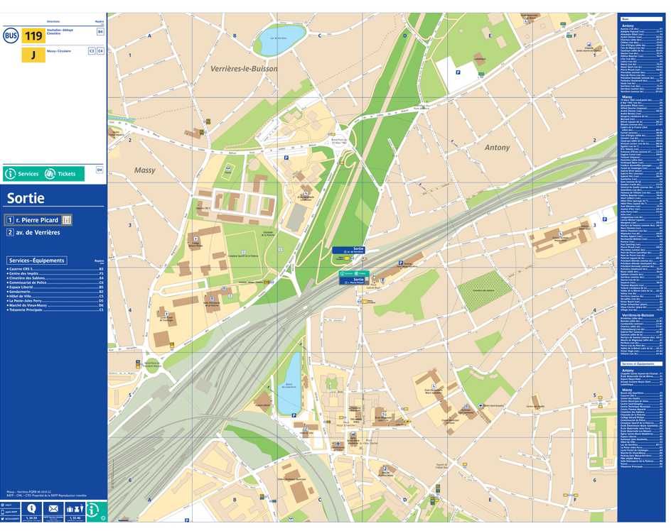 Neighborhood map around the train station Massy - Verrières