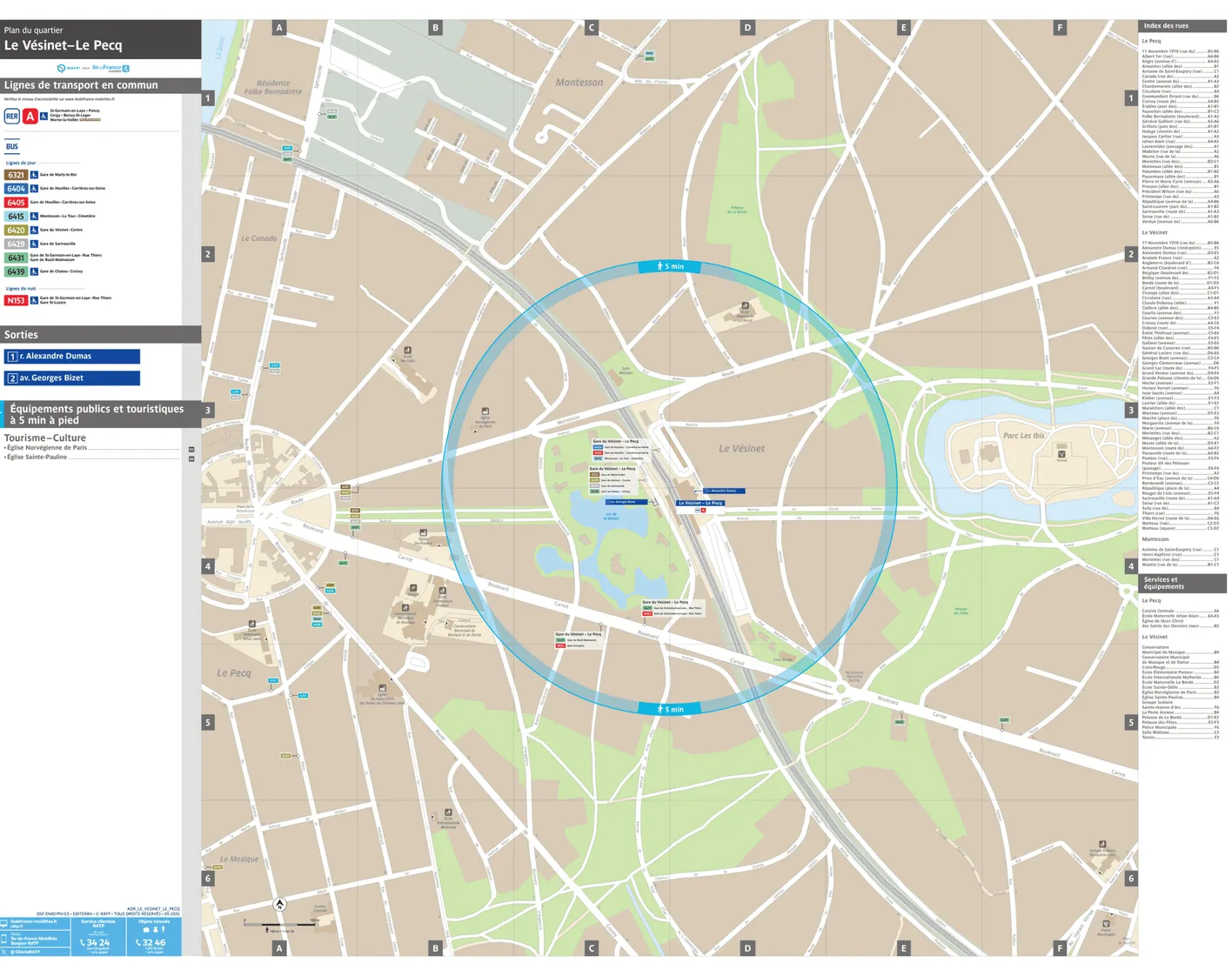 Neighborhood map around the train station Le Vésinet - Le Pecq