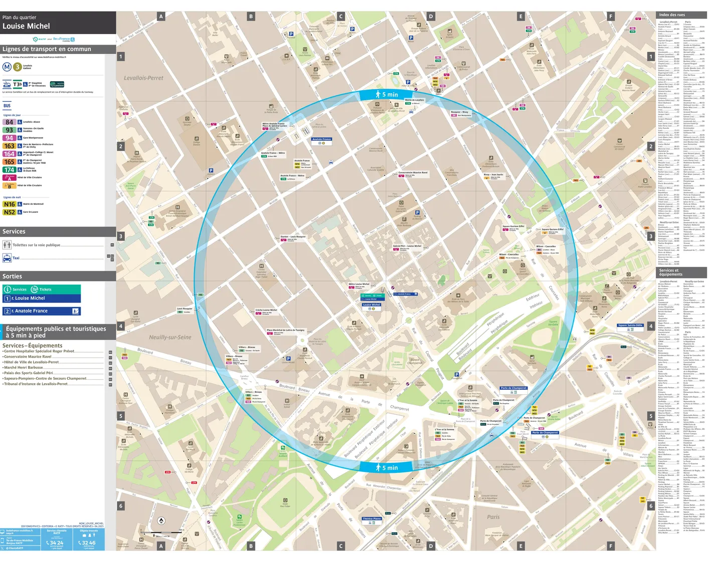Neighborhood map around the metro station Louise Michel