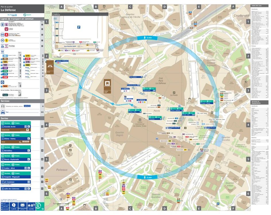 Plan de quartier autour de la station de métro La Défense (Grande Arche)