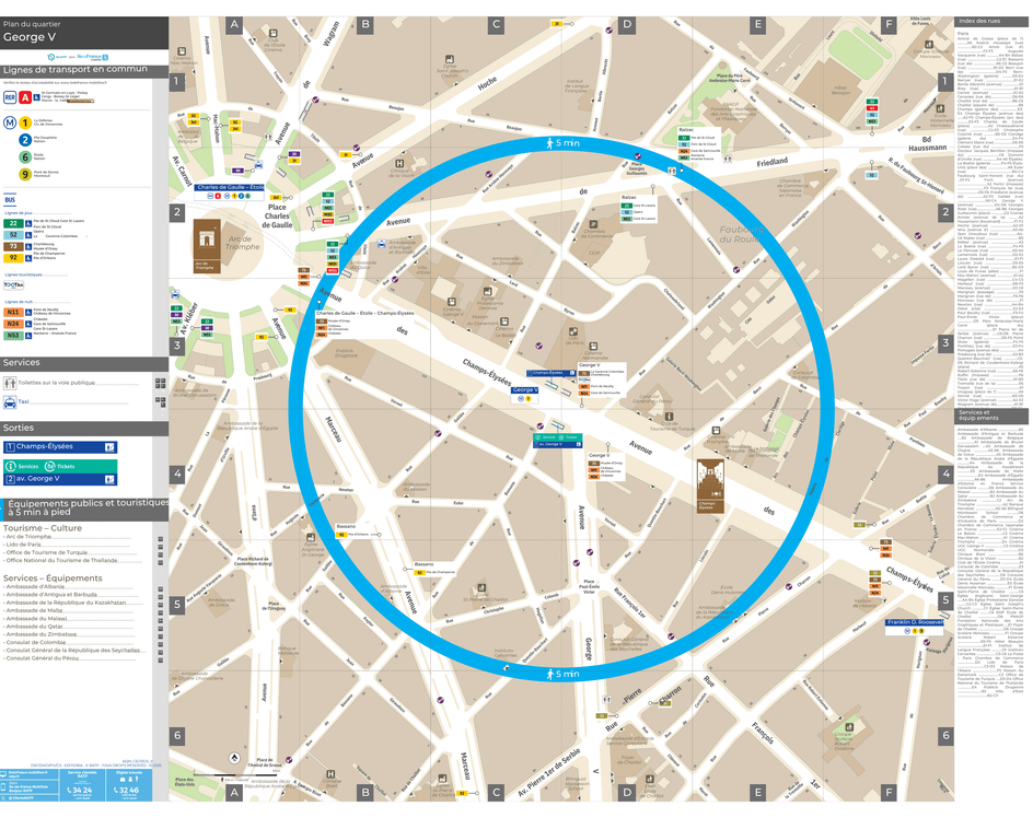 Neighborhood map around the metro station George V