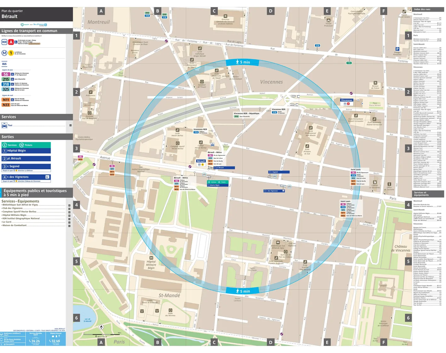 Plan de quartier autour de la station de métro Bérault