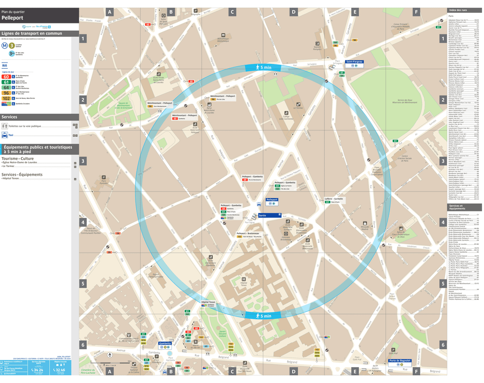 Neighborhood map around the metro station Pelleport