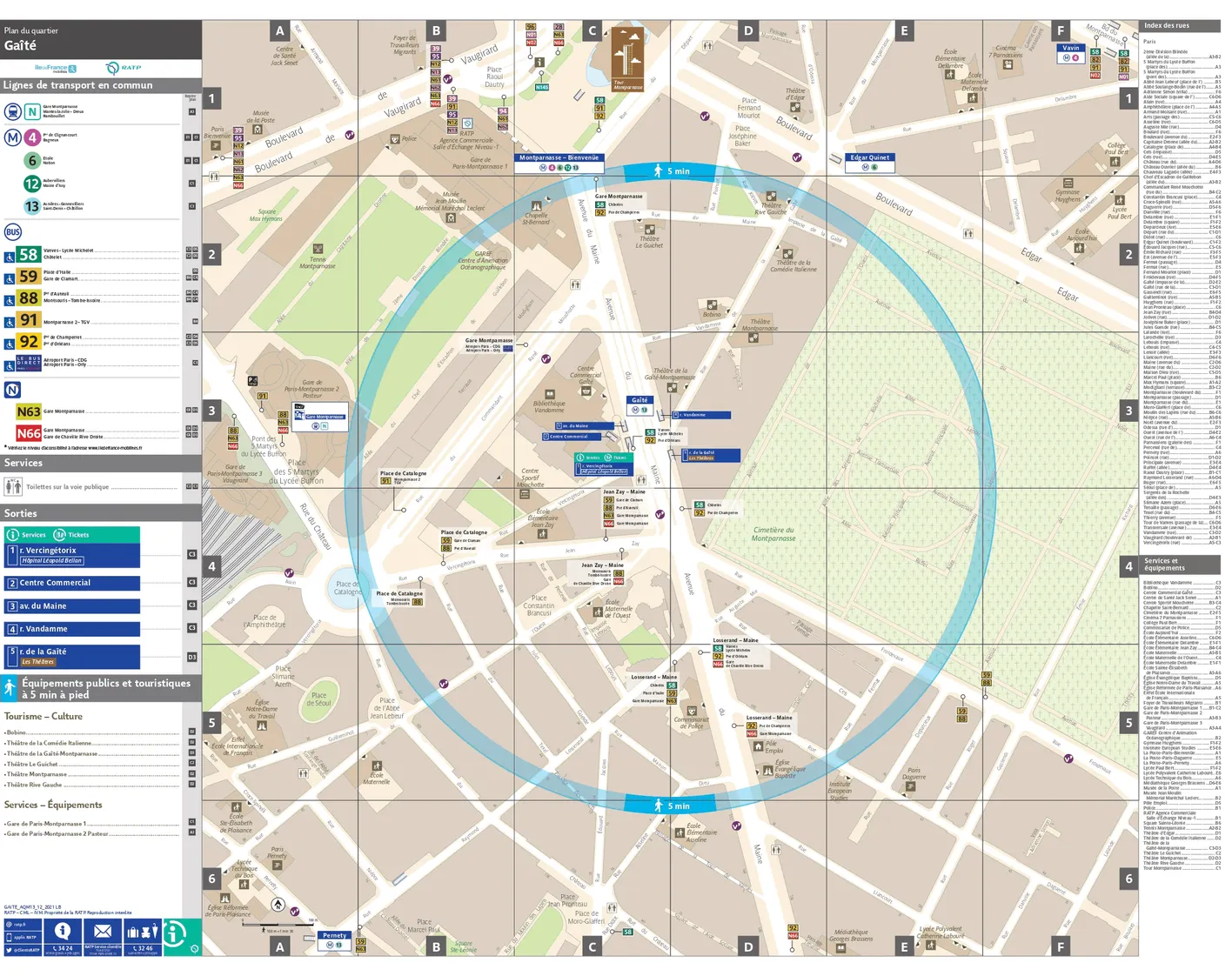 Neighborhood map around the metro station Gaîté