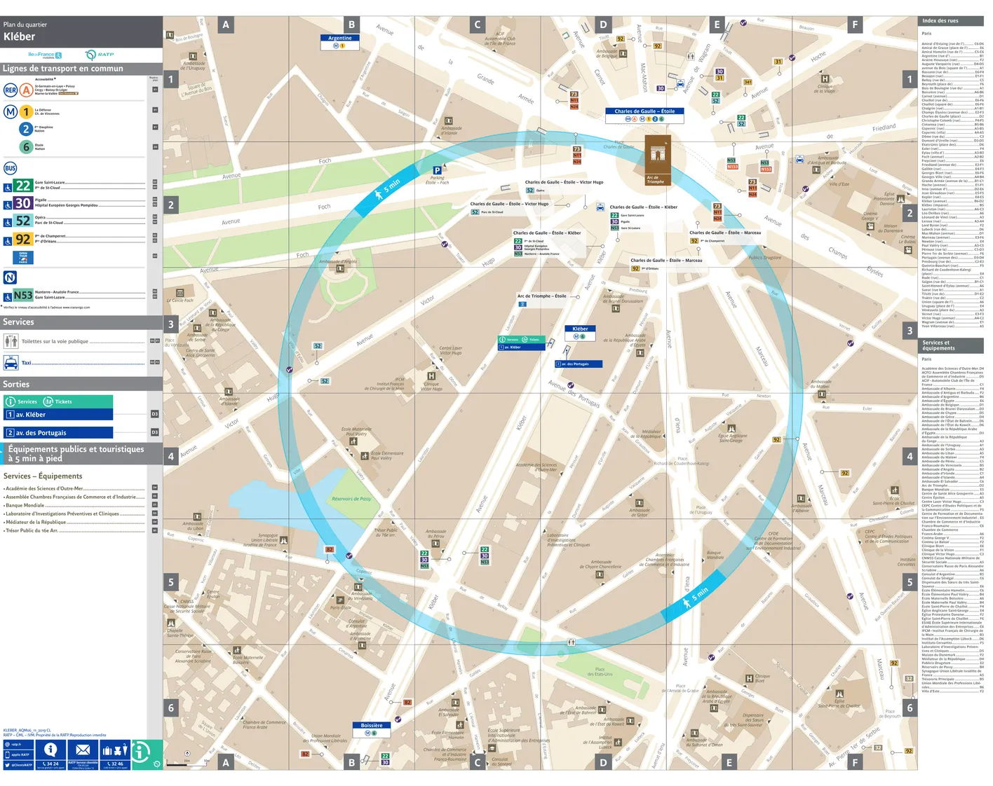 Neighborhood map around the metro station Kléber