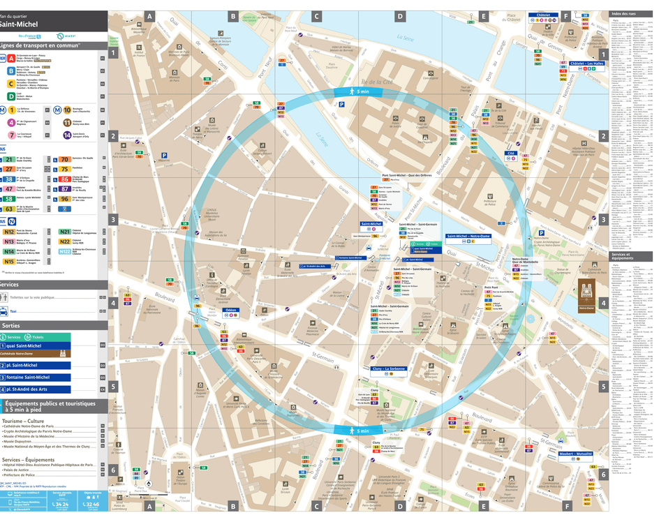 Plan de quartier autour de la station de métro Saint-Michel