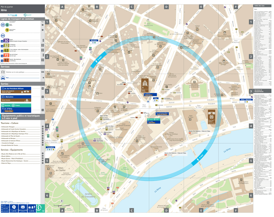 Plan de quartier autour de la station de métro Iéna