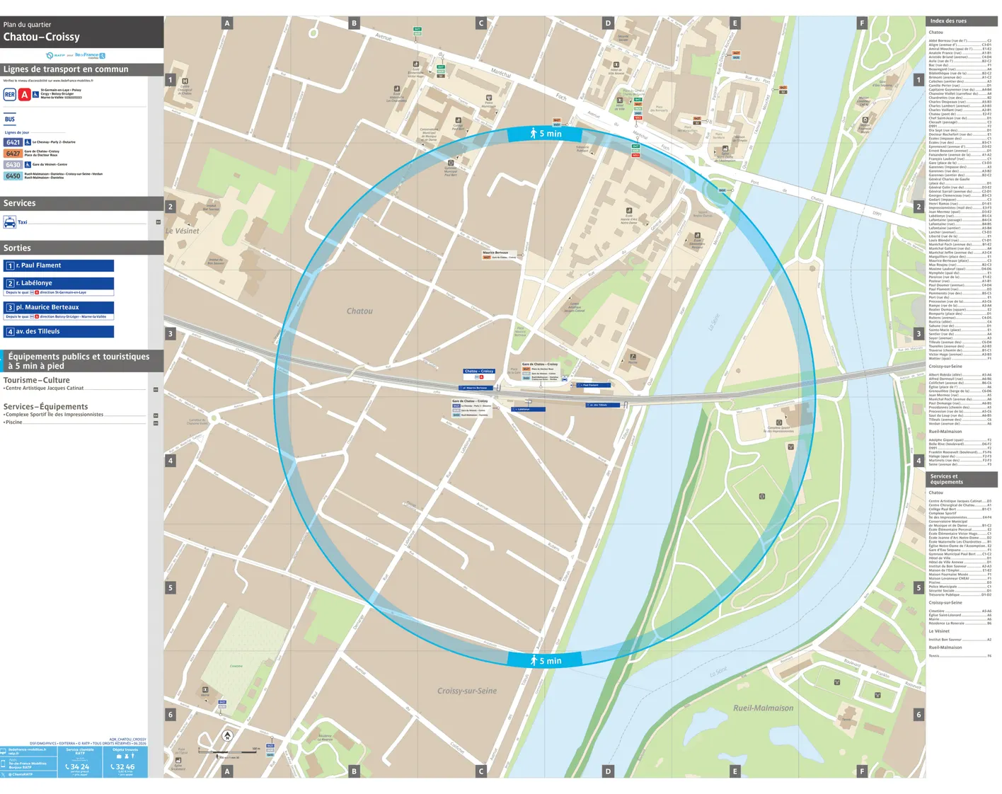 Neighborhood map around the train station Chatou - Croissy
