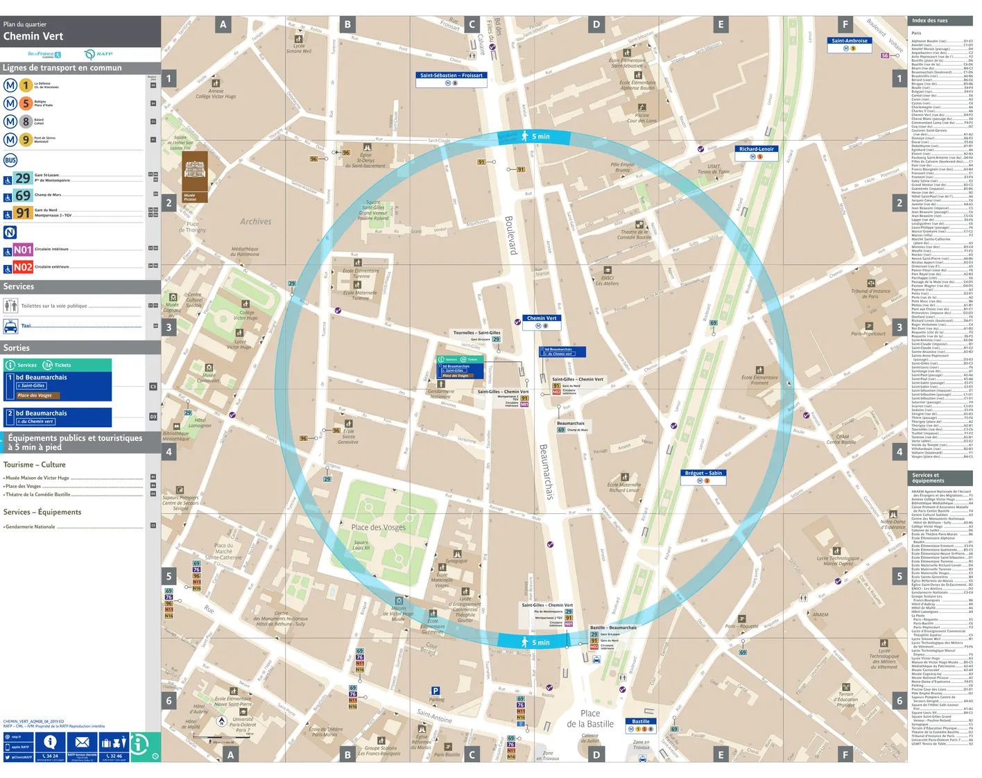 Neighborhood map around the metro station Chemin Vert