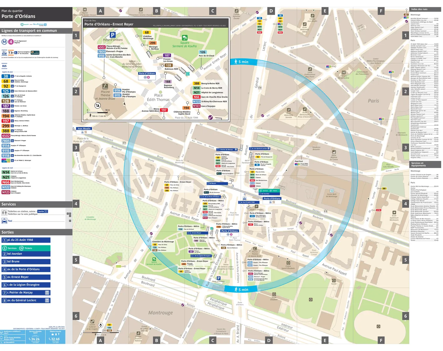 Plan de quartier autour de la station de métro Porte d'Orléans