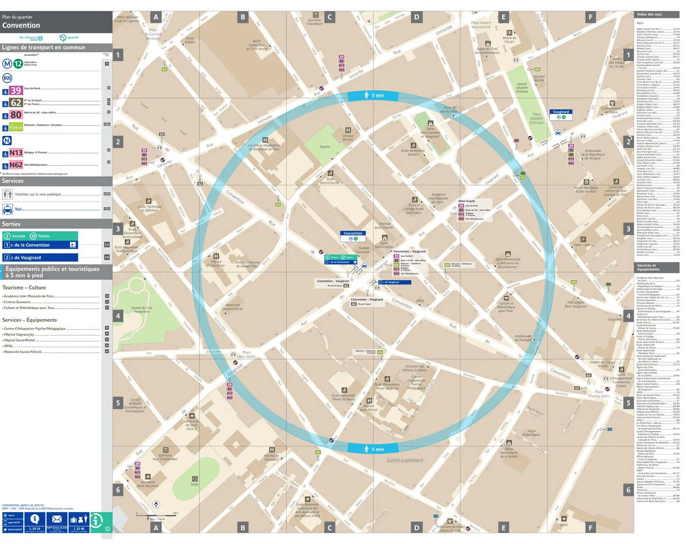 Neighborhood map around the metro station Convention