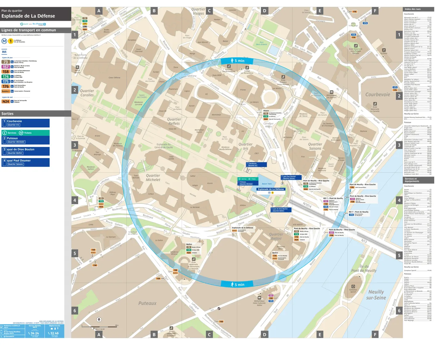 Neighborhood map around the metro station Esplanade de la Défense