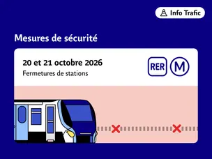 Mesures de sécurité les 20 et 21 octobres 2026 : fermetures de stations