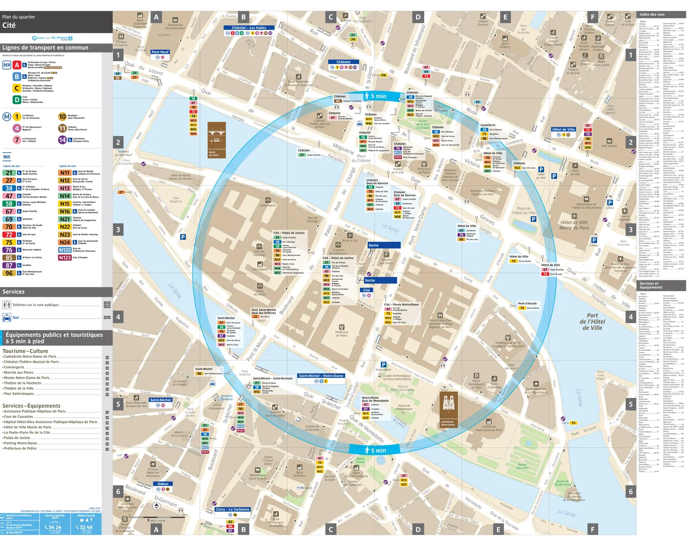 Plan de quartier autour de la station de métro Cité