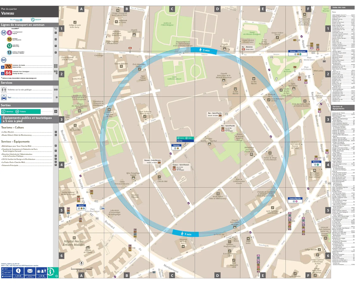 Neighborhood map around the metro station Vaneau