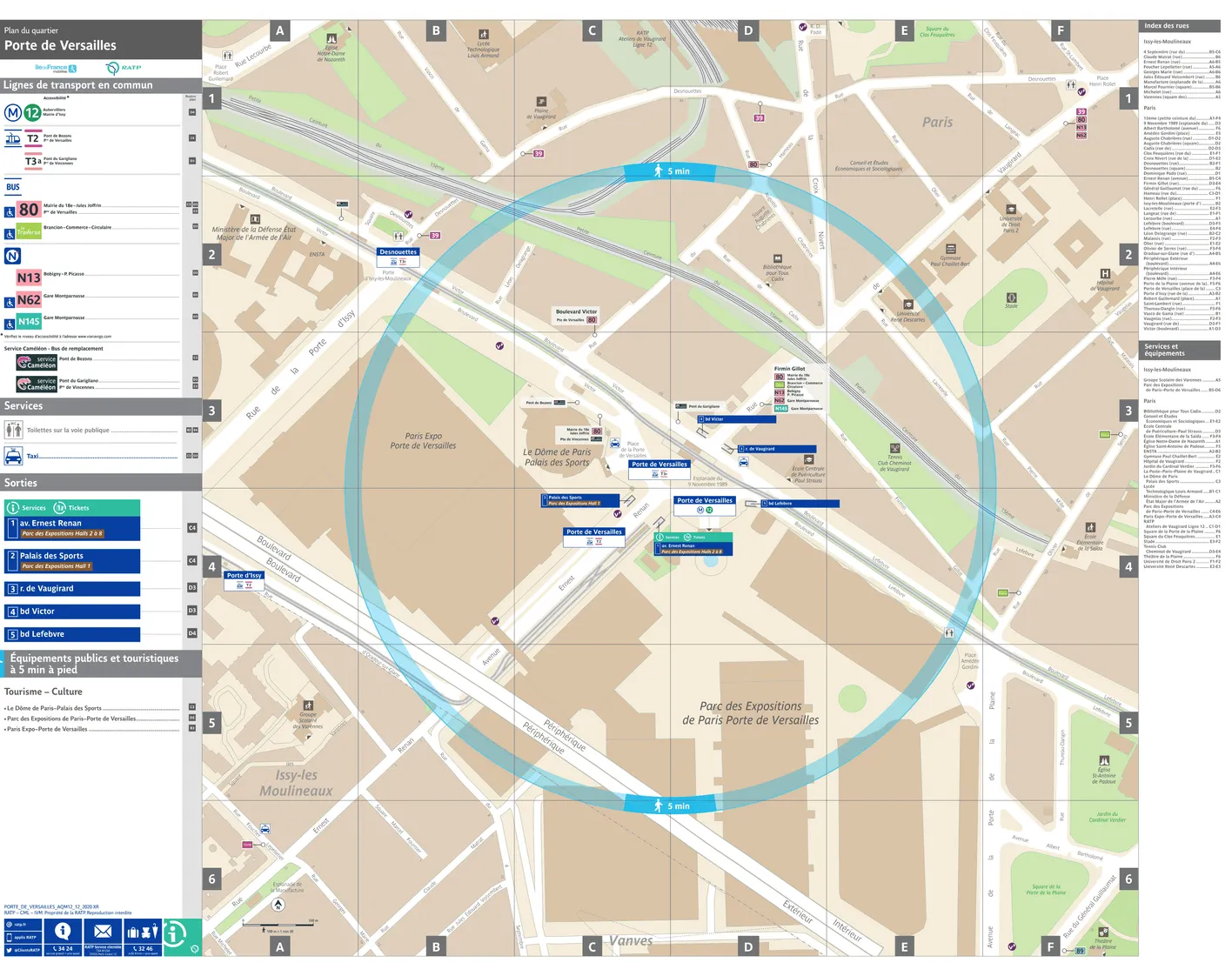 Neighborhood map around the metro station Porte de Versailles