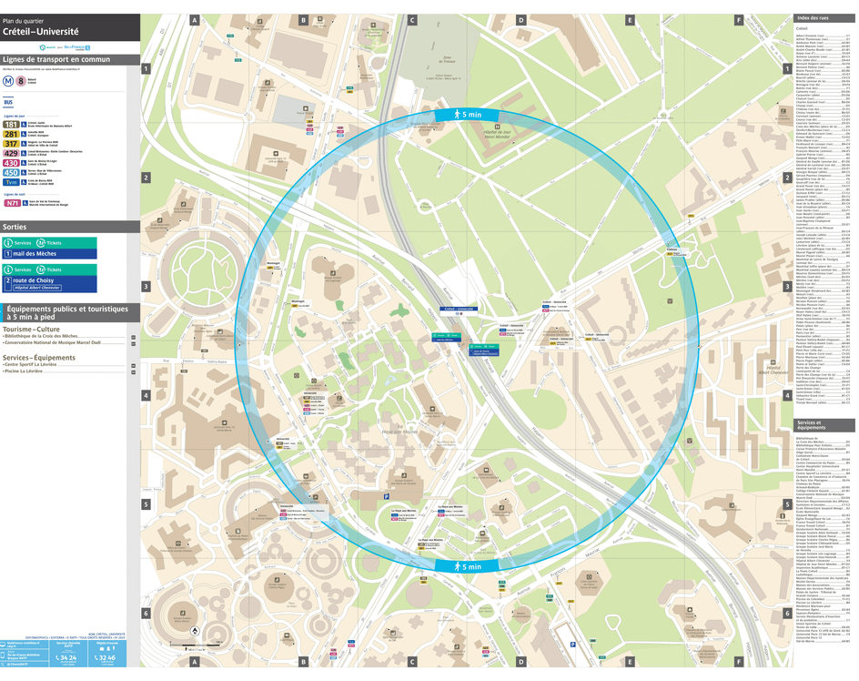 Plan de quartier autour de la station de métro Créteil - Université