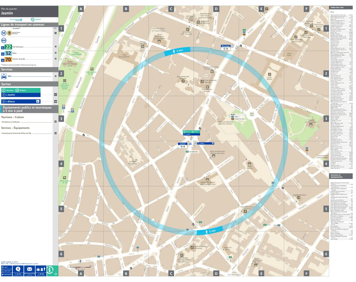 Neighborhood map around the metro station Jasmin
