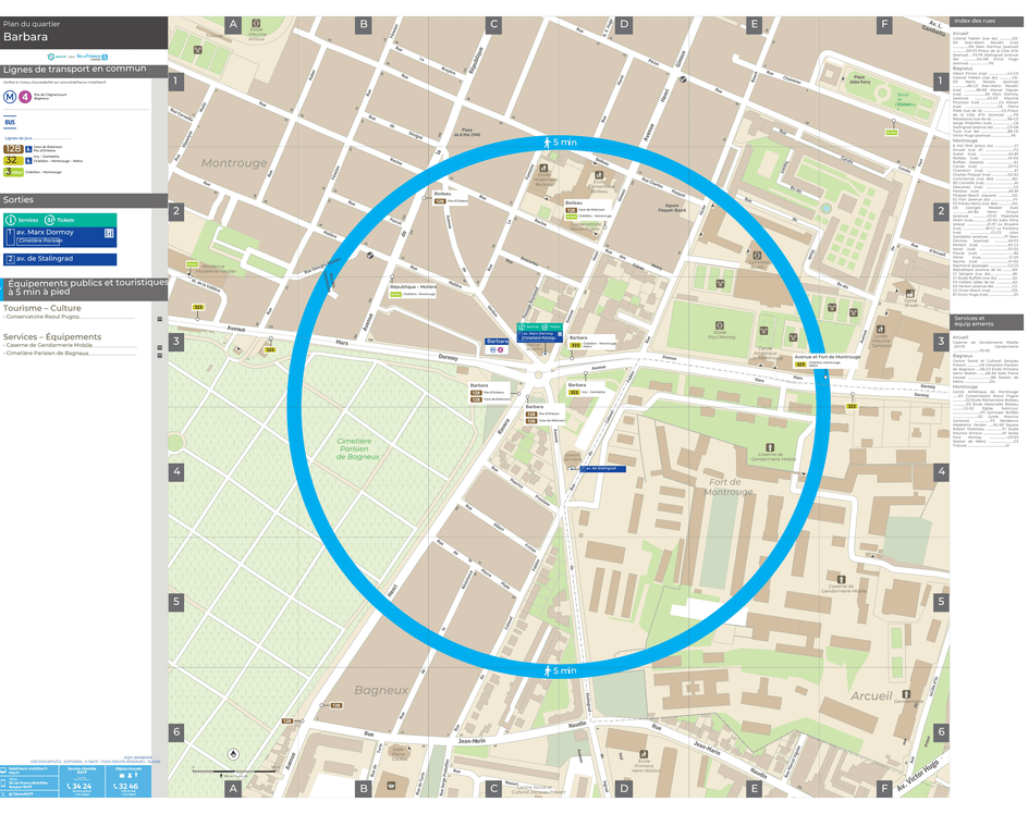 Plan de quartier autour de la station de métro Barbara